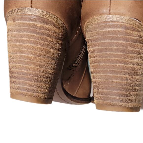 Franko Sarto "Dotty" Brown Leather Chunky Stacked Heel Ankle Bootie sz 6 - Picture 5 of 8